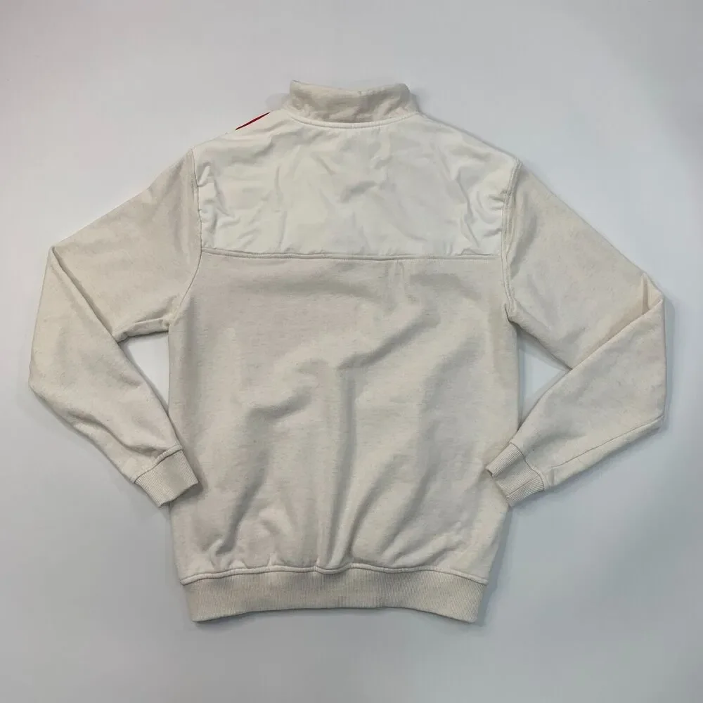 Disney USA Flag Sweater Mens S Small Cream Quarter Zip Patriotic Mickey Mouse